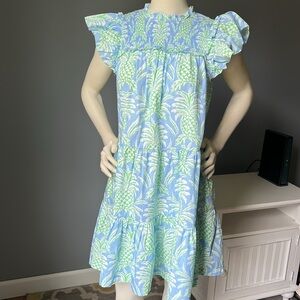 NWT Crown & Ivy Floral Ruffle Sleeve Pineapple Print Dress